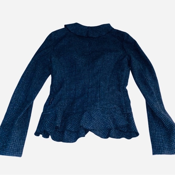 Armani Jeans Tweed Wool Blend Blazer Ruffles - Picture 3 of 7